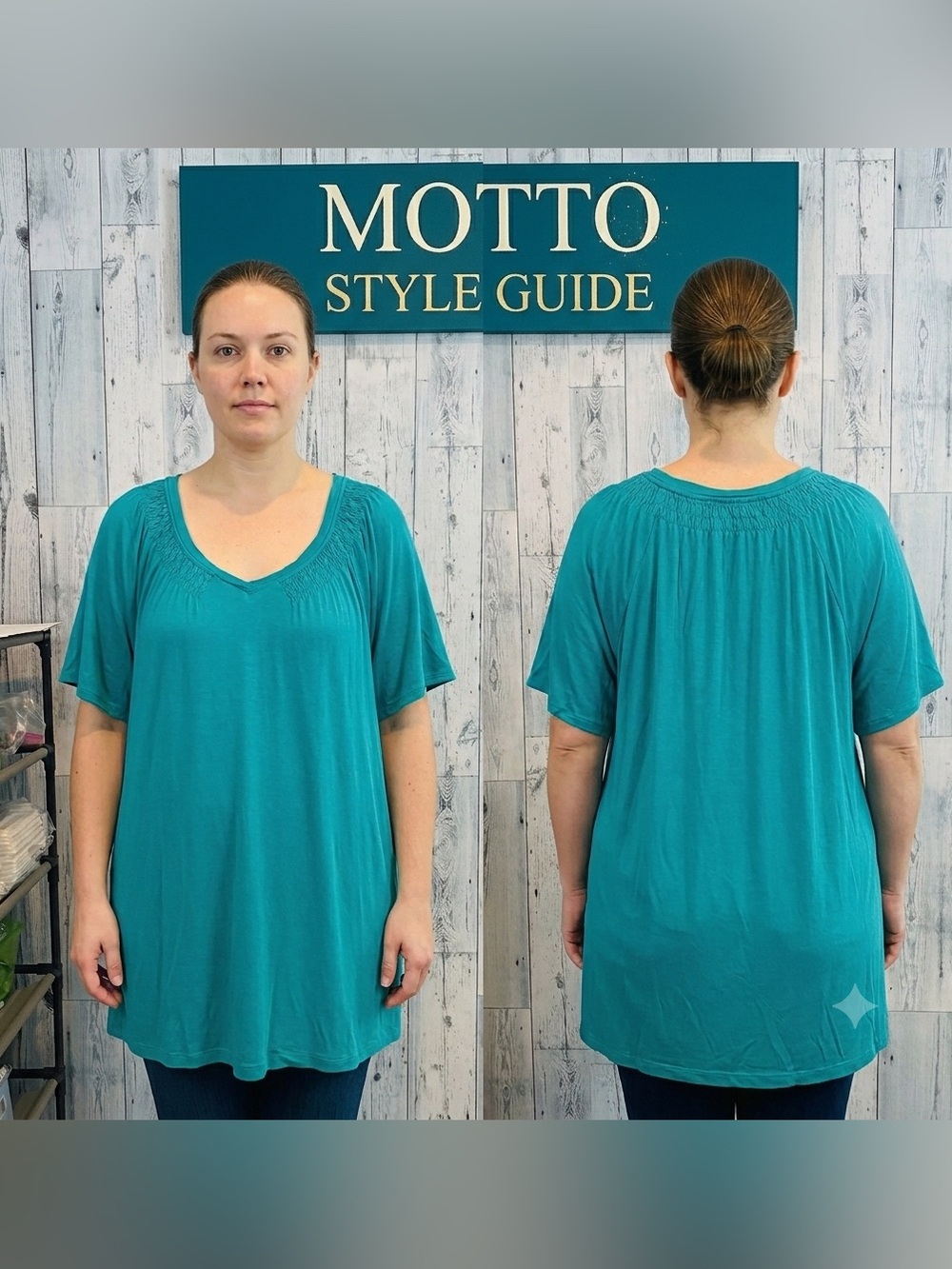 Motto Green V-Neck Top 1X
